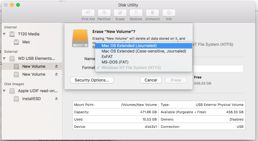 how to format osx drive for airport